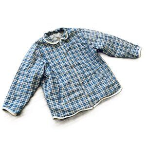 Northern Reflections Quilted Chore Coat Reversible Jacket Blue Plaid/Tan Vintage